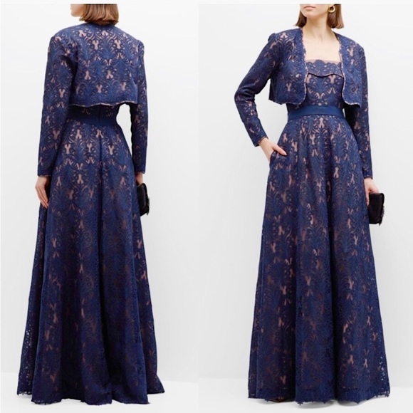Tadashi Shoji Dresses & Skirts - TADASHI SHOJI Strapless Corded Lace Gown & Jacket 2 pc sets